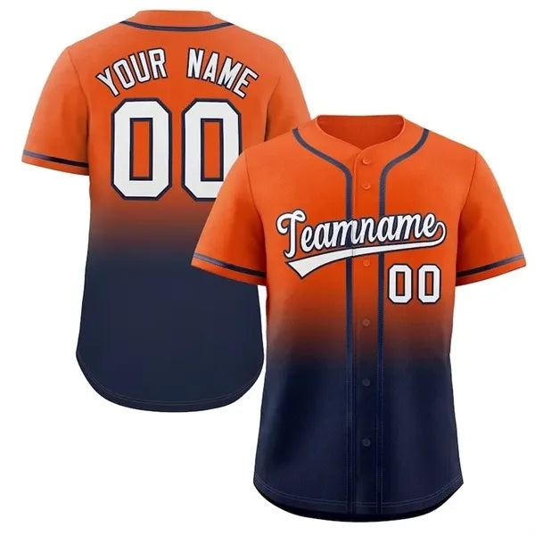 Ombre Gradient Full-Button Baseball Jersey