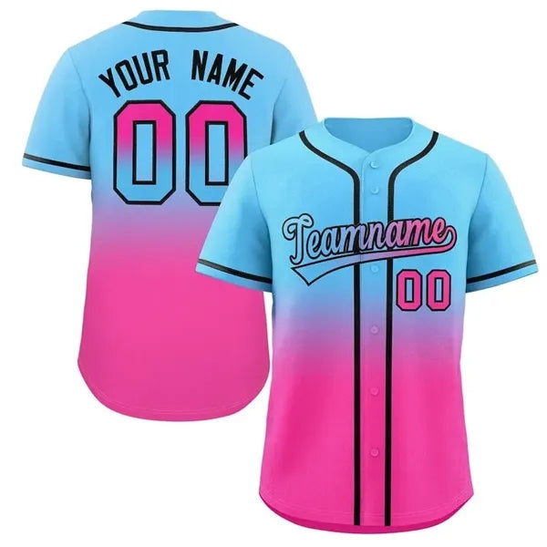 Ombre Gradient Full-Button Baseball Jersey