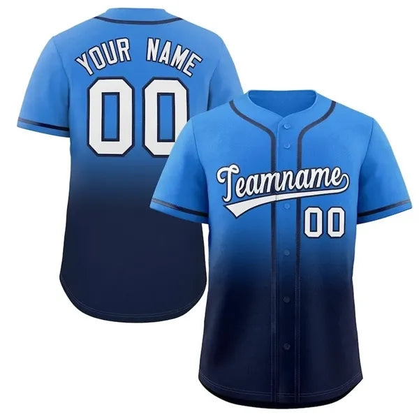 Ombre Gradient Full-Button Baseball Jersey