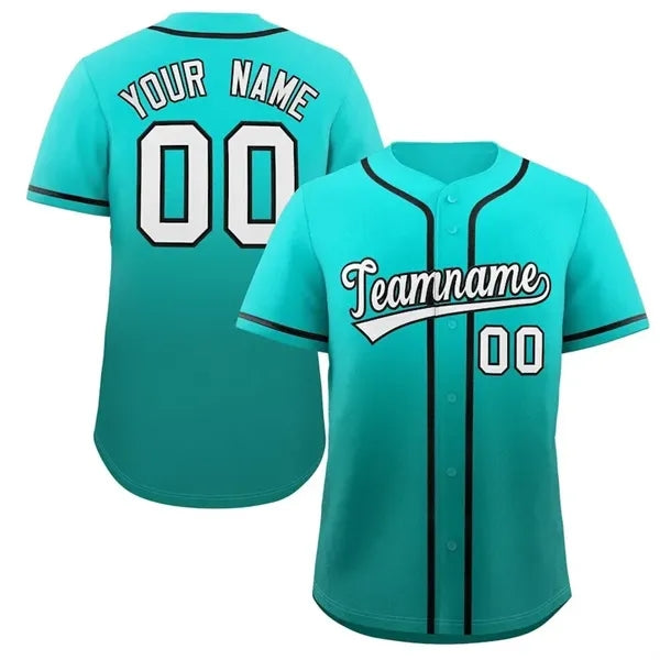 Ombre Gradient Full-Button Baseball Jersey