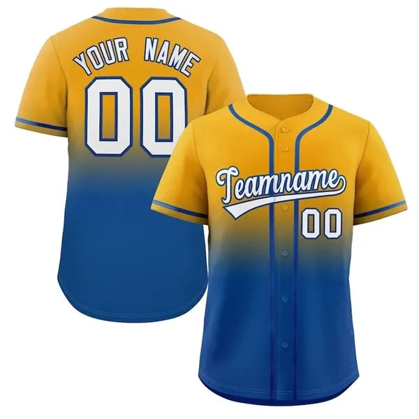 Ombre Gradient Full-Button Baseball Jersey
