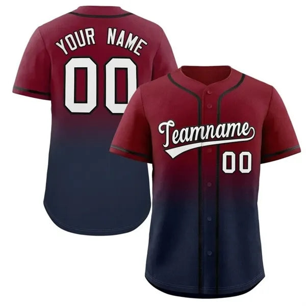 Ombre Gradient Full-Button Baseball Jersey
