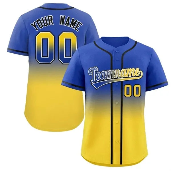 Ombre Gradient Full-Button Baseball Jersey