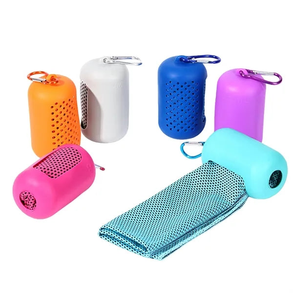 Cooling Quick Dry Sports Towel With Silicone Storage Bag