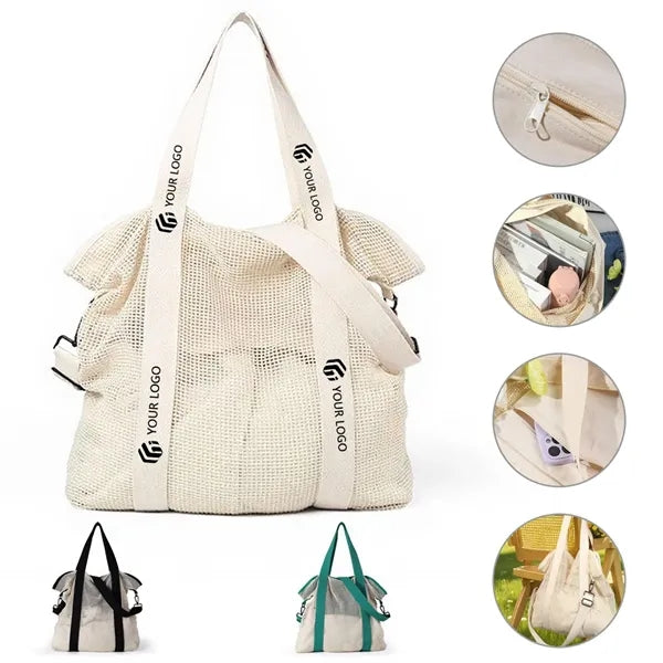 Beach vacations pools women's shoulder handbag mesh tote bag