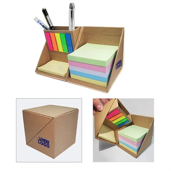 Sticky Notes Organizer Cube w/Pen Holder