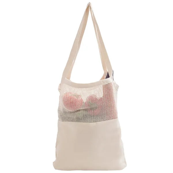Cotton Canvas Mesh Beach Tote Bag
