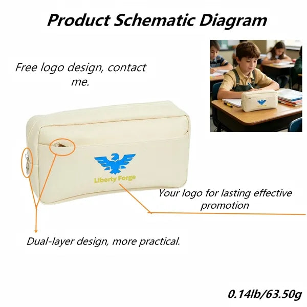 Logo Oxford Double Layer Pencil Case Organizer