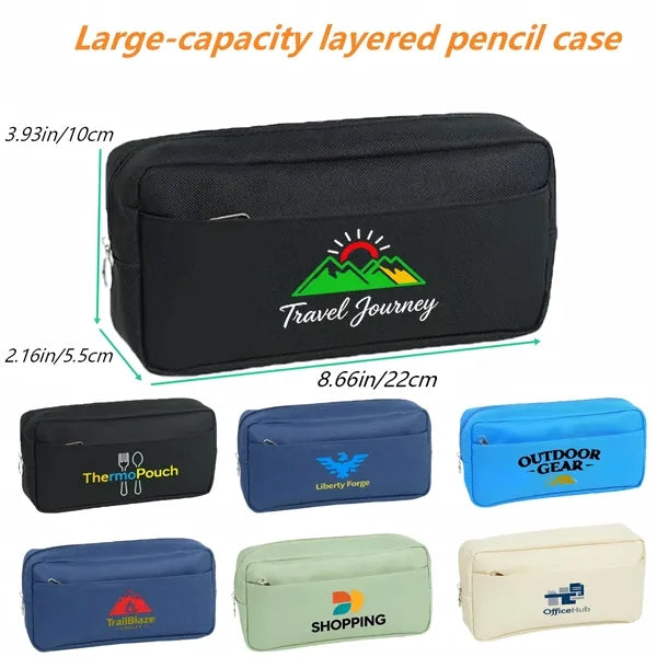 Logo Oxford Double Layer Pencil Case Organizer