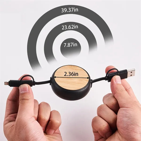 4 in 1 retractable bamboo multi charging cable for phone