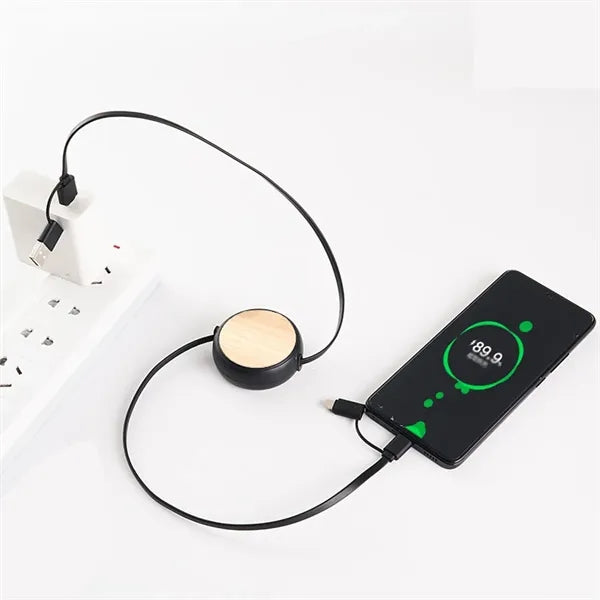 4 in 1 retractable bamboo multi charging cable for phone