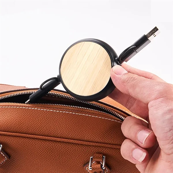 4 in 1 retractable bamboo multi charging cable for phone