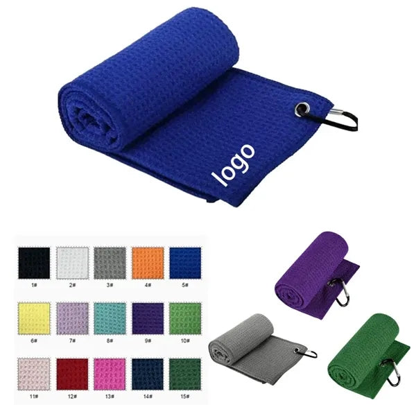 Microfiber Waffle Weave Golf Towel with Carabiner