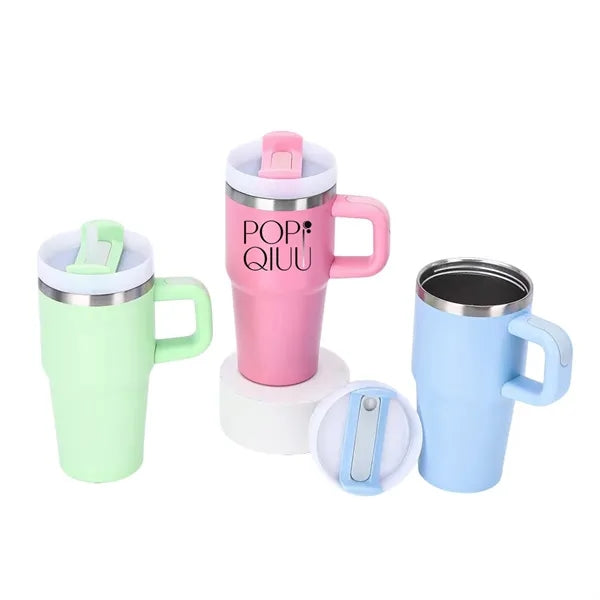 Stainless Steel Vacuum Mug with Straw - 20 oz