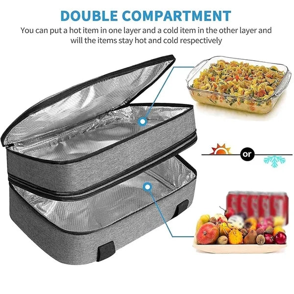 Insulated double decker casserole carrier portable cooler