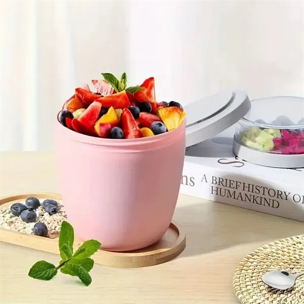 Double Layer Portable Cereal and Yogurt Cup Lunch Container
