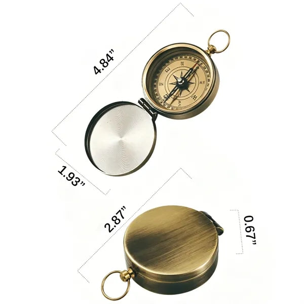 Vintage Zinc Alloy Compass Pocket Watch