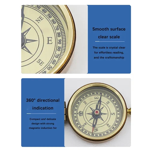 Vintage Zinc Alloy Compass Pocket Watch