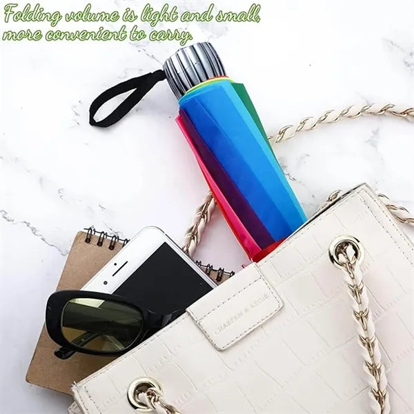 Creative Rainbow Tri Fold Sun Protection Umbrella