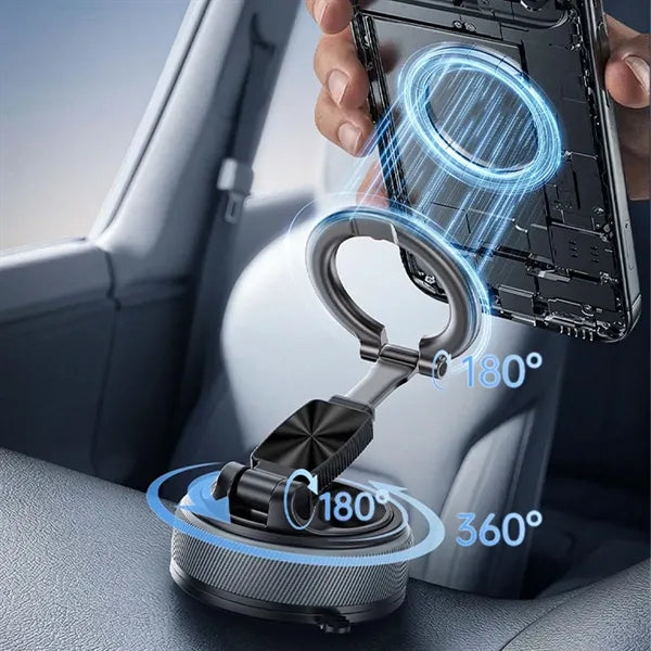 Vacuum suction adjustable magnetic car phone holder mount