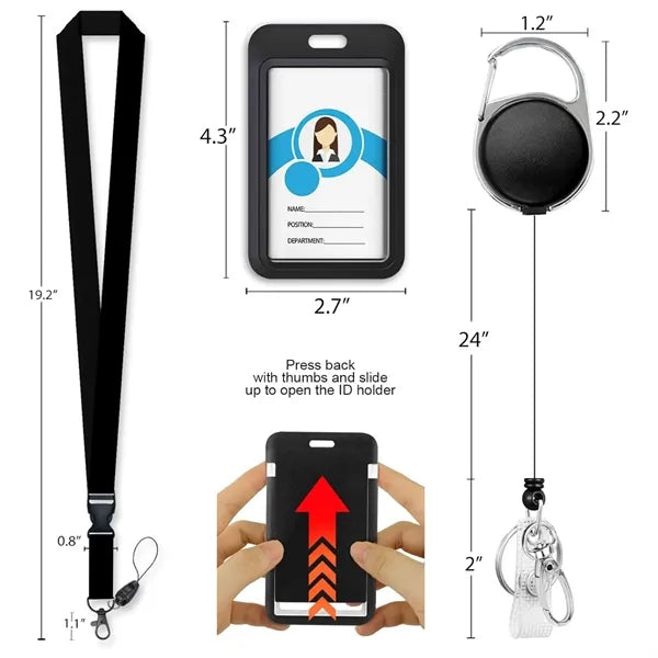 Full-color Lanyard and ID Badge Holder Set