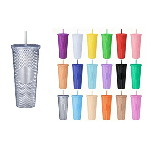 Large-Capacity Plastic Cup with Straw