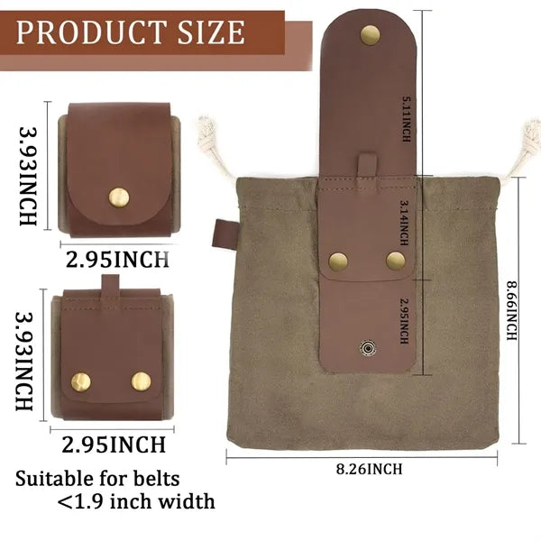 Outdoor Camping Foraging Leather Canvas Collapsible Bag