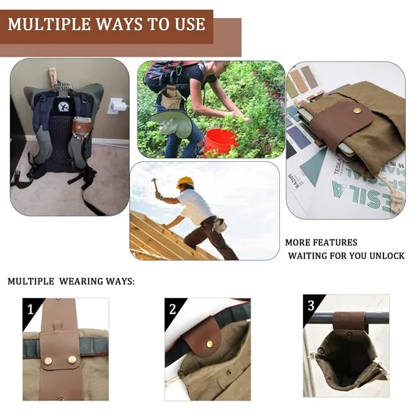 Outdoor Camping Foraging Leather Canvas Collapsible Bag