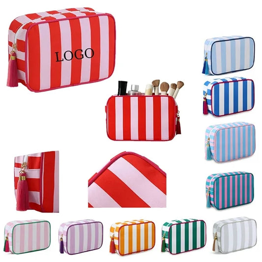 Striped Large Capacity Travel Toiletry Bag