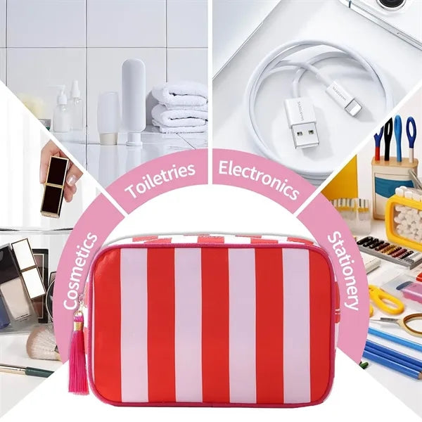Striped Large Capacity Travel Toiletry Bag