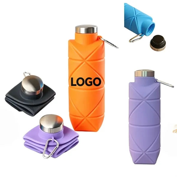 Diamond Pattern Food Grade Silicone Collapsible Water Bottle