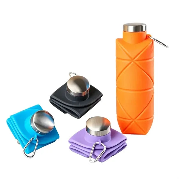 Diamond Pattern Food Grade Silicone Collapsible Water Bottle