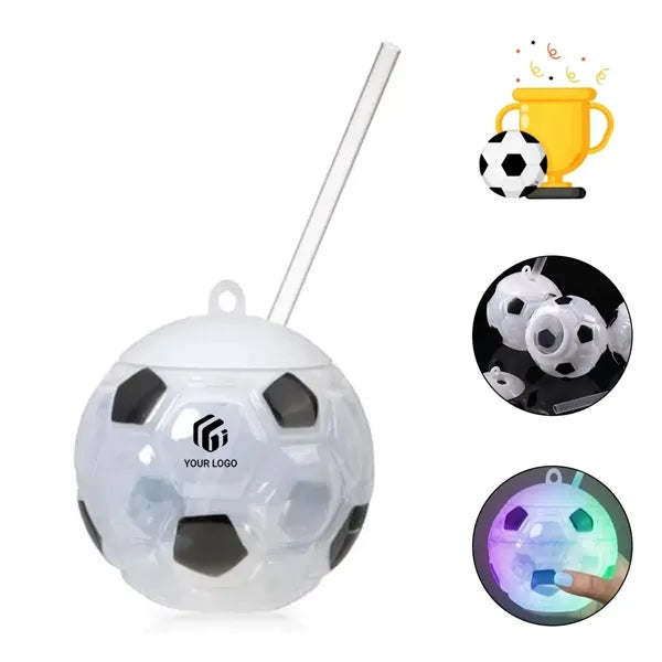 Party plastic 17 oz light up soccer cup with lid & straw