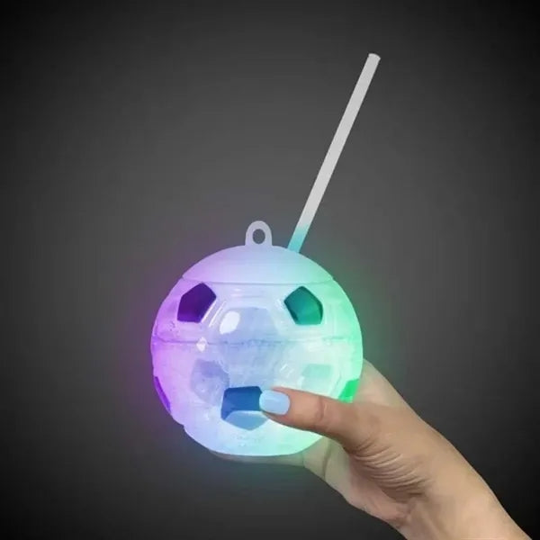 Party plastic 17 oz light up soccer cup with lid & straw
