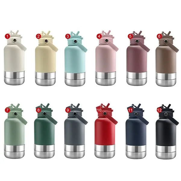 3-in-1 Pet Travel Water Bottle 32oz Stainless Steel - Laser