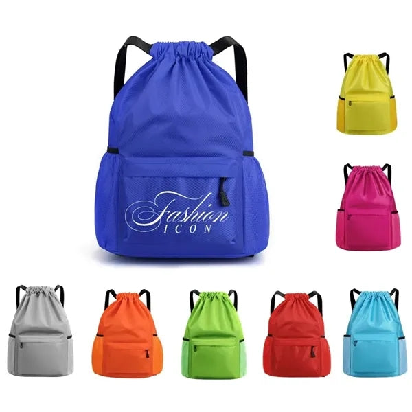 Waterproof Drawstring Backpack with Mesh Sides - Large Sport