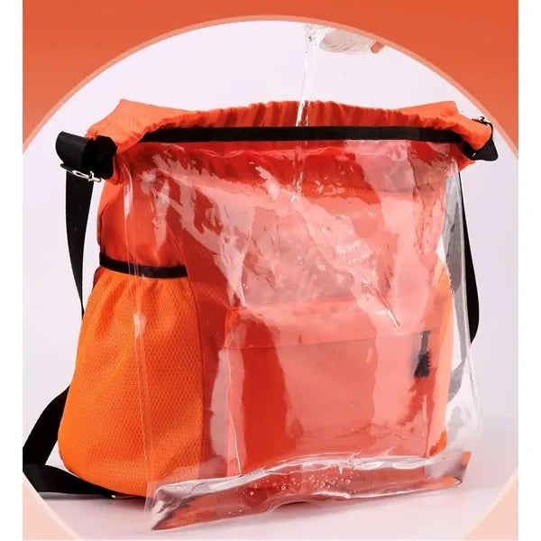Waterproof Drawstring Backpack with Mesh Sides - Large Sport