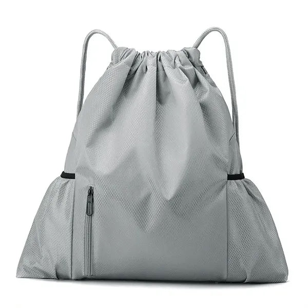 Waterproof Drawstring Backpack w/ Front Zipper & Mesh Pocket