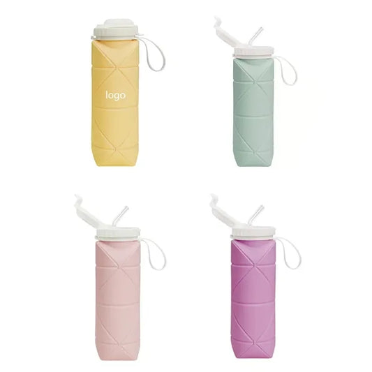 20oz Silicone Foldable Water Cup with Straw