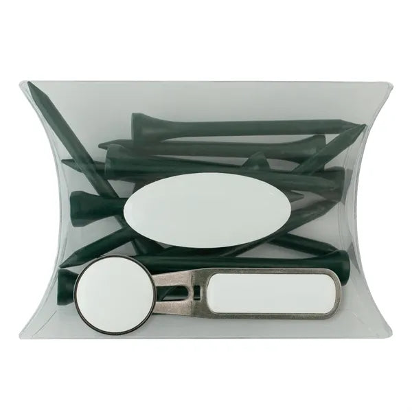 Clear Pillow Pack Golf Gift Set - Divot, Ball Marker & Tees