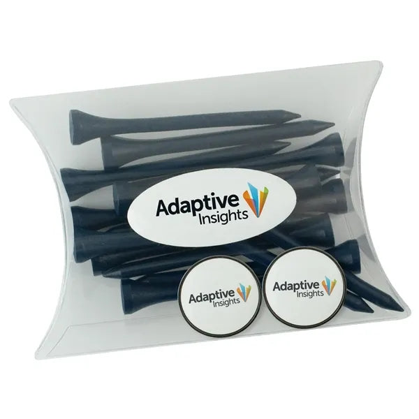Clear Pillow Pack Golf Gift Set - 2 Ball Marker & Tees