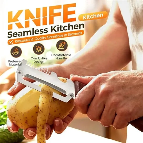 Multi Functional Vegetable Peeler With Wooden Handle