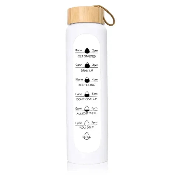 32oz Borosilicate Glass Water Bottle with Time Marker