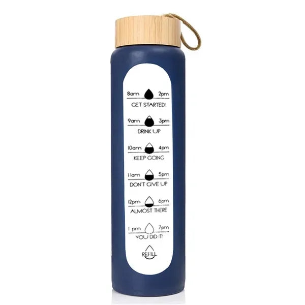 32oz Borosilicate Glass Water Bottle with Time Marker