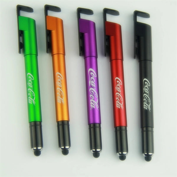 3-in-1 Light Up Logo Stylus Pen with Phone Holder