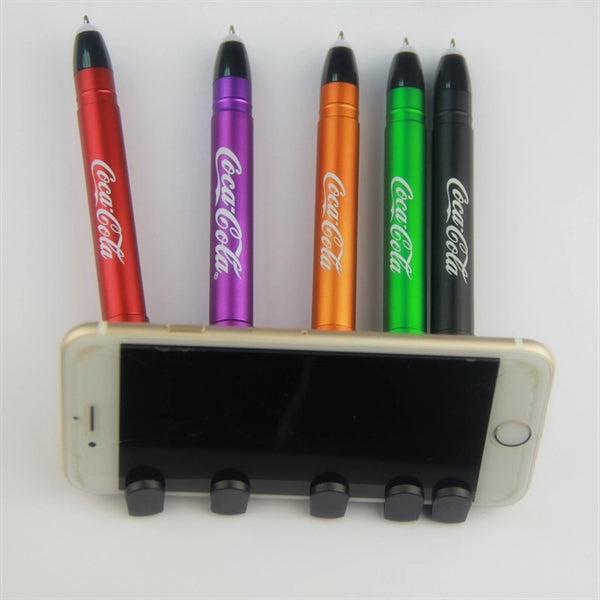 3-in-1 Light Up Logo Stylus Pen with Phone Holder
