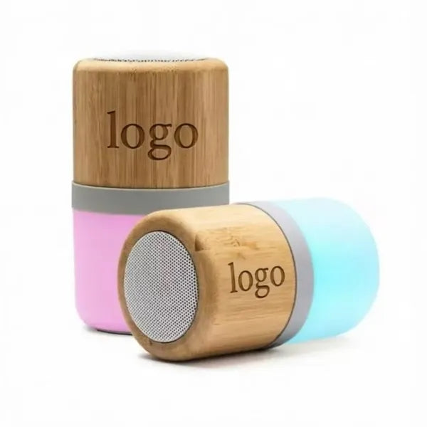 Mini Bamboo Wooden Wireless Glowing Bluetooth speaker