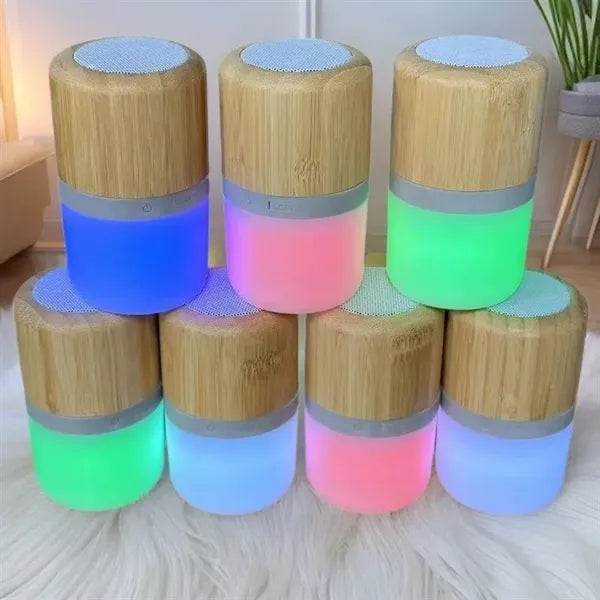 Mini Bamboo Wooden Wireless Glowing Bluetooth speaker