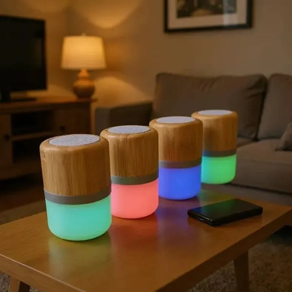Mini Bamboo Wooden Wireless Glowing Bluetooth speaker