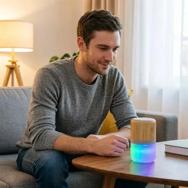 Mini Bamboo Wooden Wireless Glowing Bluetooth speaker